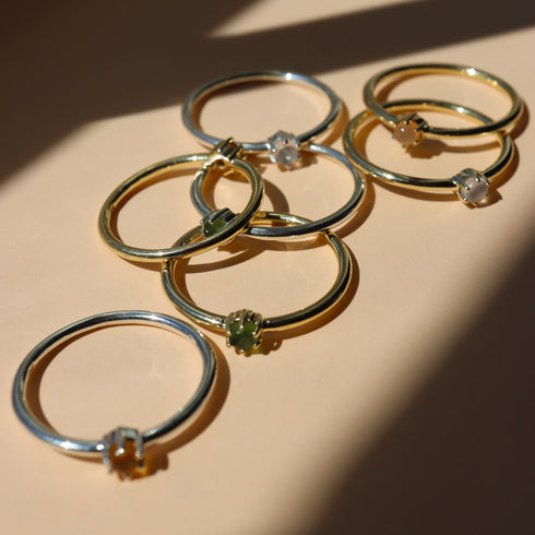 The Portal Ring with Chalcedony in Yellow Gold